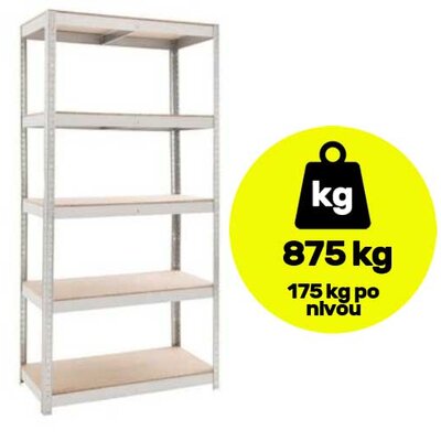 Metalna polica sa pet nivoa velike nosivosti 5x175kg 180x100x50cm