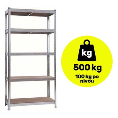Metalna polica velike nosivosti 5x100kg 180x90x60cm