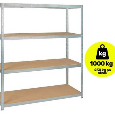 Metalna polica velike nosivosti 4x250kg 180x160x60cm