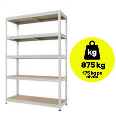Metalna polica velike nosivosti 5x175kg 180x120x50cm