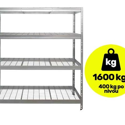 Metalna polica velike nosivosti 4x400kg 180x150x60cm