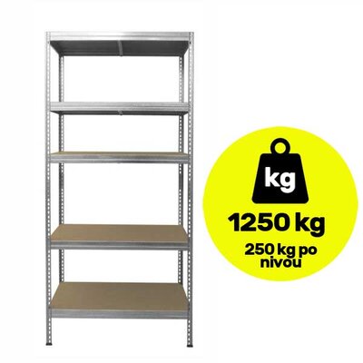 Metalna polica velike nosivosti 5x250kg 213x120x60cm