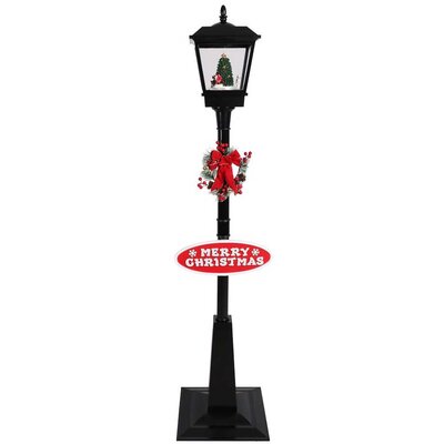 LED Novogodišnja Ulična Lampa Sa Jelkom i Melodijama 180 cm Black