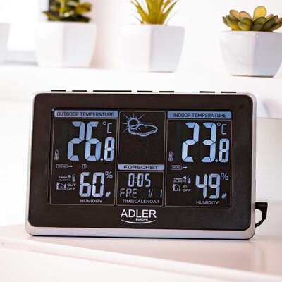 Kućna digitalna meteorološka stanica sa satom i alarmom Adler 1175