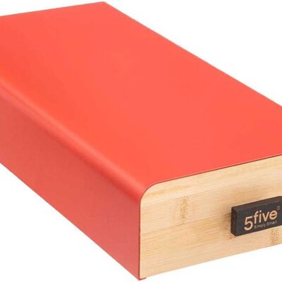 Crvena Metalna Kutija Sa Drvenom Fiokom Za Kapsule Kafe 5five Simply Smart