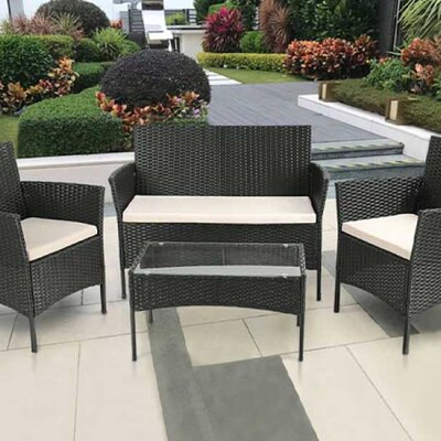 Ratan baštenska garnitura Freistil Black Dve fotelje dvosed i sto