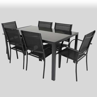 6 Stolica i Sto sa staklom - Baštenski Set Farina Black