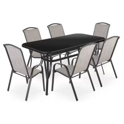 Baštenski Set od 6 Stolica i Stolom Sa Staklom Fieldmann Rony II