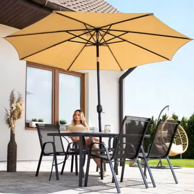 Natema Lounge 4 Stolice, Baštenski Sto i Suncobran Sa Mehanizmom