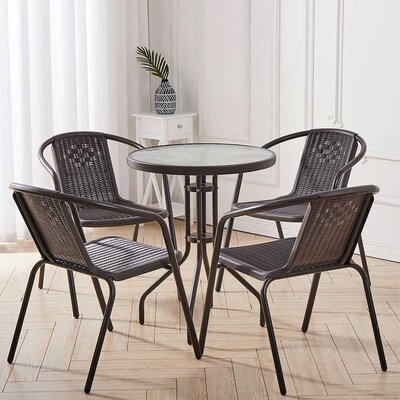 Promises Baštenska Garnitura sa Čeličnom konstrukcijom i Ratan Teksturom Brown