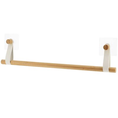 Nosač Za Peškire Bambus i Eko Koža - Montaža Bez Bušenja White