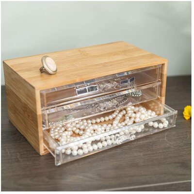 Kutija za nakit sa 3 fioke Bambus Estia