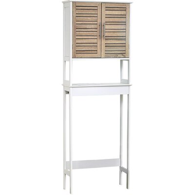 Tendance Kupatilski Ormarić Sa Dvoje Vrata i Jednom Policom Stochklom 63x23x179cm Mdf Bambus Bela