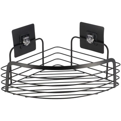 Tendance Ugaona Žičana Polica Samolepljiva 3m Metal Crna