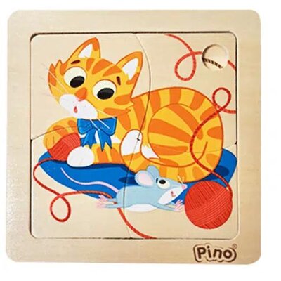 Drvena slagalica 4 dela Mačka i miš PINO 4733