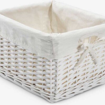 Pletena korpa od vrbe 27x32x20cm Bela