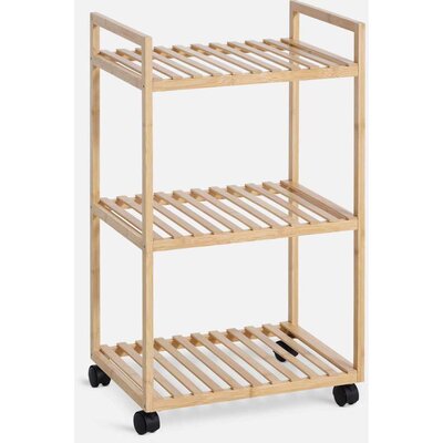 Drvena Polica Sa Točkićima Devt 3 Etaže Bambus