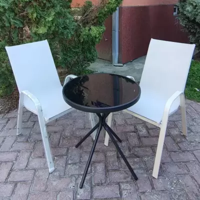 Set Za Terasu Haai 2 Bež Stolice i Sto sa Staklom