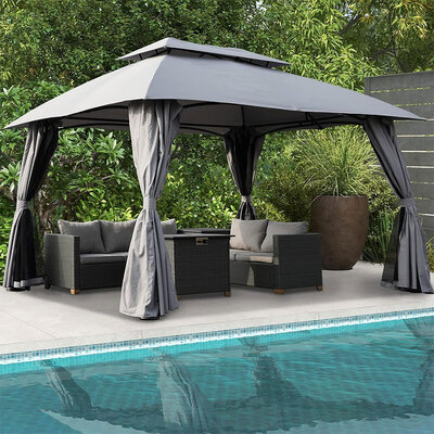 Paviljon 3x4m sa bočnim zavesama i zaobljenim krovom Korzika