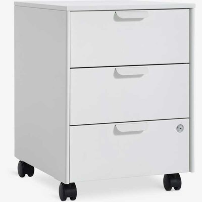 Čelični ormarić sa tri fioke i bravom za zaključavanje Beli