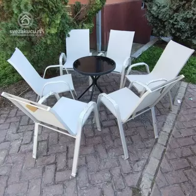 Garnitura za Terasu i Dvorište Haai 6 Bež Stolice i Sto sa Staklom