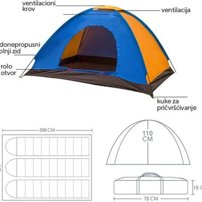 Šator za tri osobe 200x150x110cm 24-1267