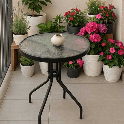 Baštenski sto Okrugli, sa staklom Prečnika 70 cm