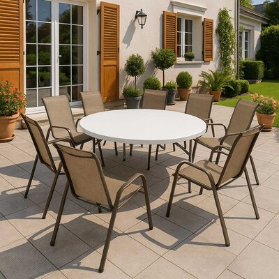 Baštenska Garnitura Za 8 osoba Tropea Marrone 8 Sa okruglim Skopivim Stolom