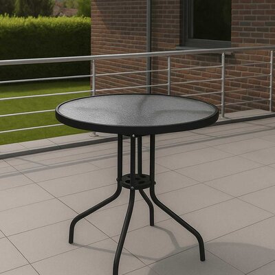 Baštenski Sto Black Calella Čelik - Staklo 80 cm