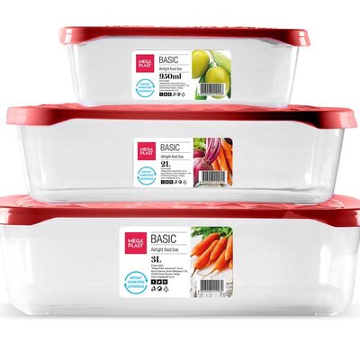 Komplet pravougaonih kutija za hranu sa poklopcima 3kom. Frigo Frozen