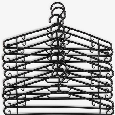 10 crnih vešalica za odeću od jake plastike Musketeer