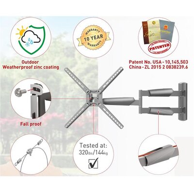 BARKAN BM343XLOD LCD TV zglobni zidni nosač do 65 inča sivi