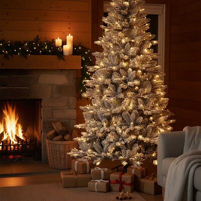 Jelka Pod Snegom Sa Instaliranim Lampicama Flocked 213 cm