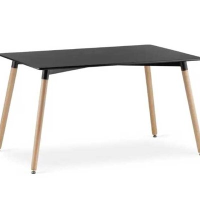 Trpezarijski pravougaoni sto 120x80 cm sa drvenim nogarima Black