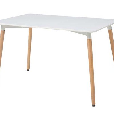 Trpezarijski pravougaoni sto 120x80 cm sa drvenim nogarima White