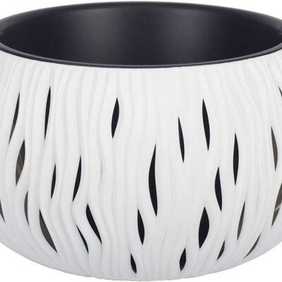 Loptasta saksija za cveće sa uloškom 37cm Bela