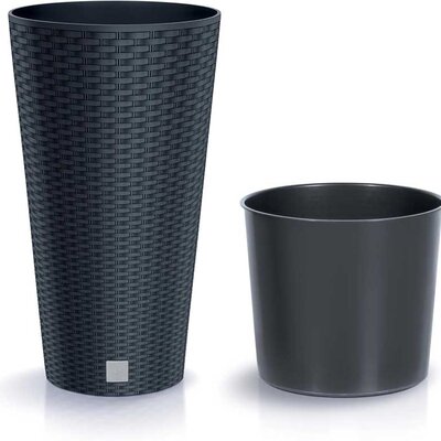 Visoka saksija sa uloškom V58cm Ratan Look Antracit