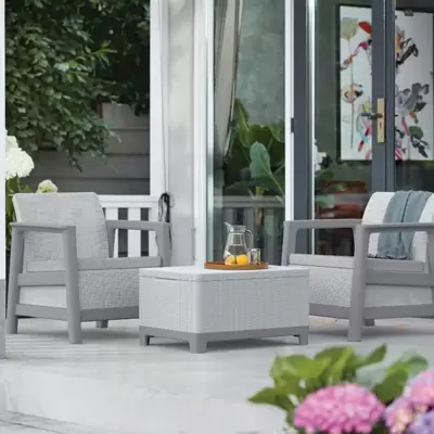 Keter Scandi Linea Balcony Set sa Box stolom Siva