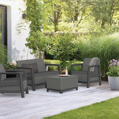 Keter Scandi Linea 2-Seater Set sa Box stolom Grafit
