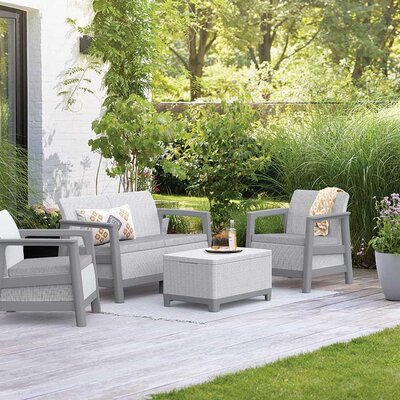 Keter Scandi Linea 2-Seater Set sa Box stolom Siva