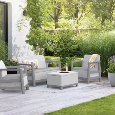 Keter Scandi Linea 2-Seater Set sa Box stolom Siva