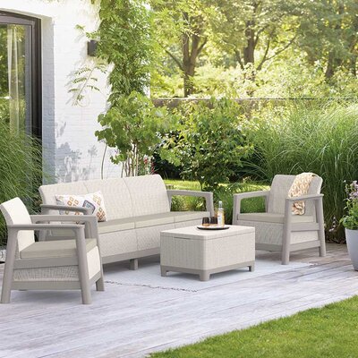 Keter Scandi Linea 3-Seater Garnitura sa trosedom i Box stolom Bež