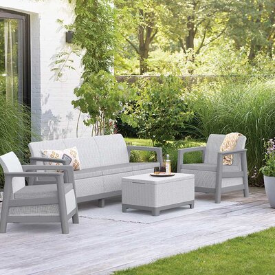 Keter Scandi Linea 3-Seater Garnitura sa trosedom i Box stolom Siva