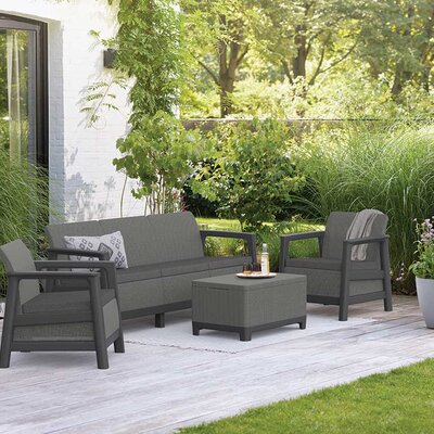 Keter Scandi Linea 3-Seater Garnitura sa trosedom i Box stolom Grafit