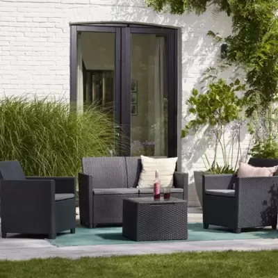 Baštenska garnitura Keter Claire 2-seater Sa box stolom Grafit 