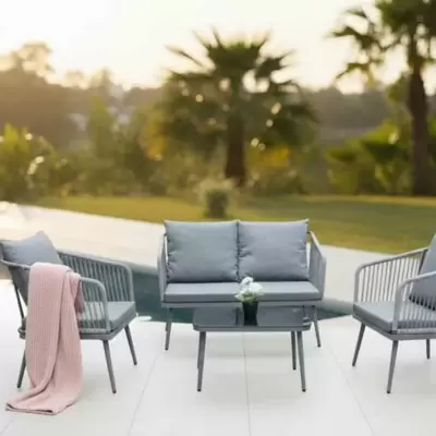 Baštenska garnitura sa dvosedom Dali Ratan Siva