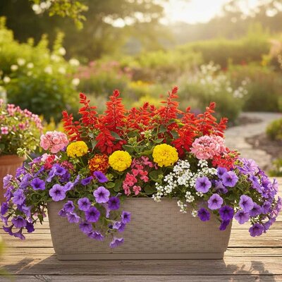 Žardinjera za cveće Ratan Look 40cm Cappuccino