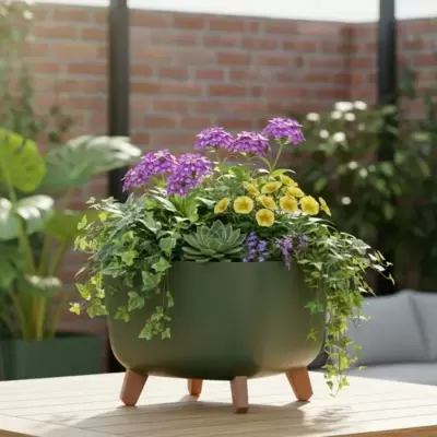 Saksija sa nogarima Prosperplast Gracia Olive Green 24x24x19cm