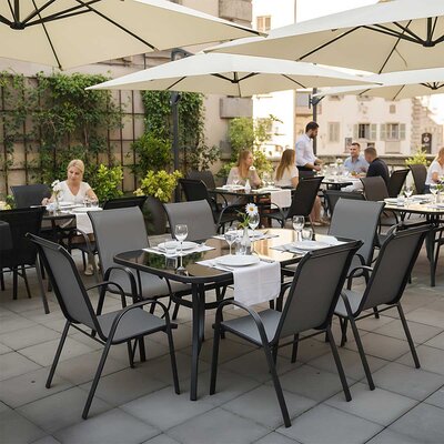 Trpezarija na otvorenom - 6 Stolica i Sto Sa Kaljenim Staklom - Garnitura Lekkersing