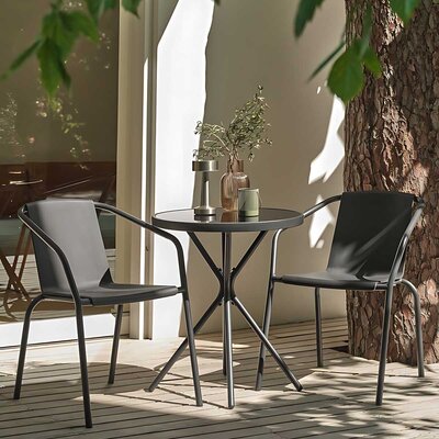 Garnitura za Terasu - 2 Stolice i Sto Kakamas Black